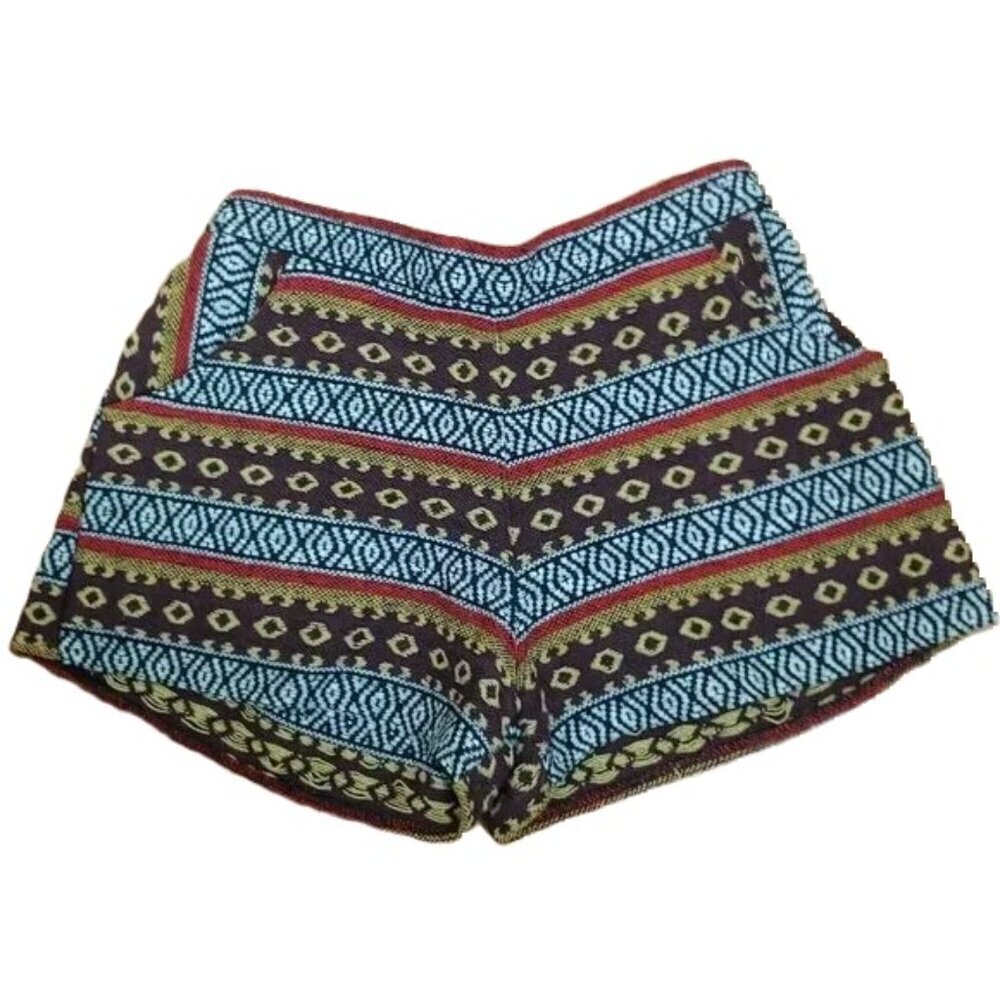 Boho Festival Shorts Vintage Tribal Print Pull On High Waist Hippie - Picture 1 of 7
